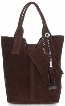 Bőr táska shopper bag Vittoria Gotti csokoládé V5190
