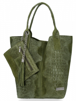 Bőr táska shopper bag Vittoria Gotti zöld B23