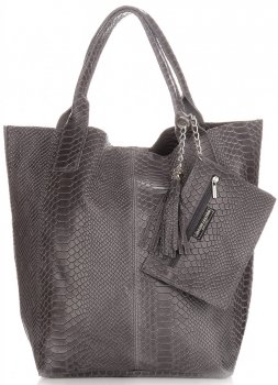 Bőr táska shopper bag Genuine Leather szürke 777