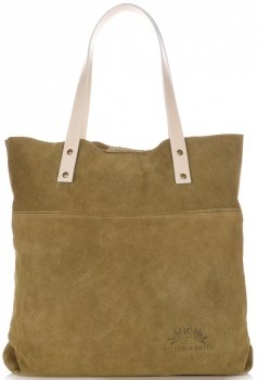 Bőr táska shopper bag Vittoria Gotti zöld V8267