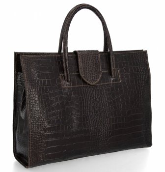 Bőr aktatáska aligátor mintával 816 csokoládé