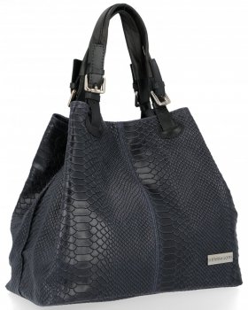 Bőr táska shopper bag Vittoria Gotti tengerkék V2L