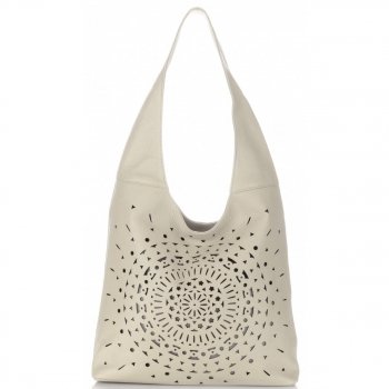 Bőr táska shopper bag Vittoria Gotti bézs V31