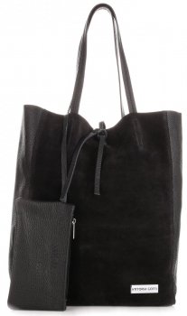 Bőr táska shopper bag Vittoria Gotti fekete V602