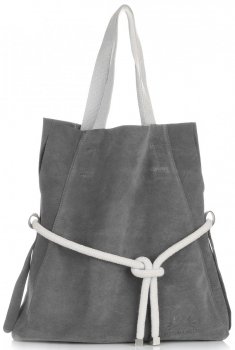 Bőr táska shopper bag Vittoria Gotti világosszürke V26A
