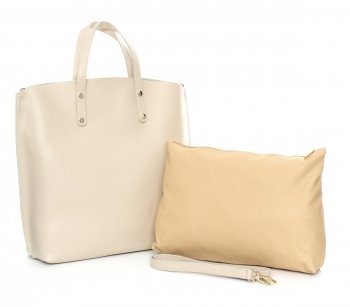 Bőr táska shopper bag Genuine Leather bézs 6047