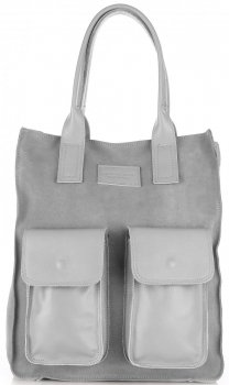 Bőr táska shopper bag Vittoria Gotti világosszürke V27A