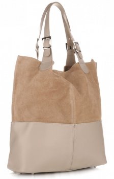Bőr táska shopper bag Genuine Leather bézs 605