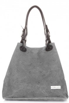 Bőr táska shopper bag Vittoria Gotti szürke V2050