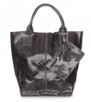 Bőr táska shopper bag Genuine Leather szürke 788