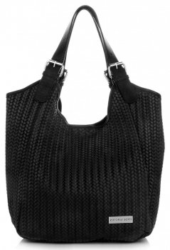 Bőr táska shopper bag Vittoria Gotti fekete V80050