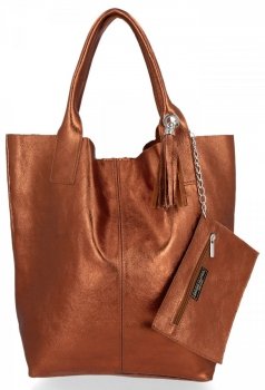 Bőr táska kézi táska Genuine Leather barna 555
