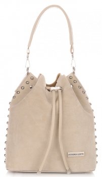 Bőr táska shopper bag Vittoria Gotti bézs V3020