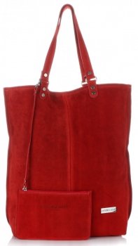 Bőr táska shopper bag Vittoria Gotti piros V22