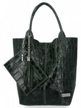 Bőr táska shopper bag Vittoria Gotti palackzöld B15
