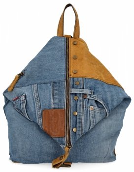 Divatos Női Hátizsák XL Méretben 5883 Vöröses/Jeans
