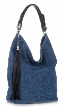 Bőr táska shopper bag Genuine Leather kék G100