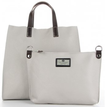 Bőr táska univerzális Genuine Leather világosszürke 691756