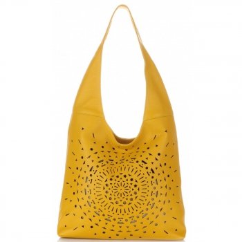 Bőr táska shopper bag Vittoria Gotti sárga V31