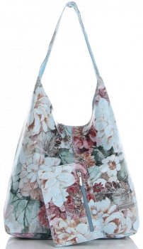 Bőr táska shopper bag Vittoria Gotti égszínkék VF9802