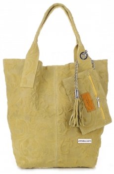Bőr táska shopper bag Vittoria Gotti pisztácia V10