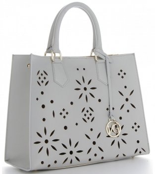 Bőr táska shopper bag Vittoria Gotti világosszürke V3093OD