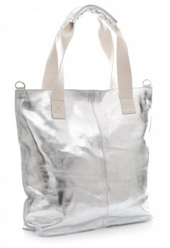 Bőr táska shopper bag Vera Pelle ezüst 1356