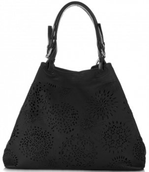 Bőr táska shopper bag Vittoria Gotti fekete V8913
