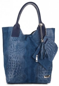 Bőr táska shopper bag Vittoria Gotti kék V877