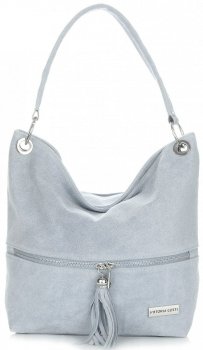 Bőr táska shopper bag Vittoria Gotti égszínkék V3821