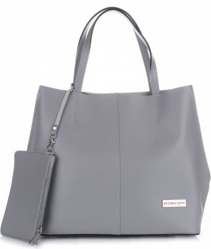 Bőr táska shopper bag Vittoria Gotti világosszürke V8