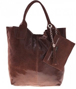 Bőr táska shopper bag Genuine Leather barna 555