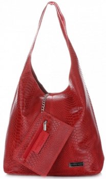 Bőr táska shopper bag Vittoria Gotti piros V8804