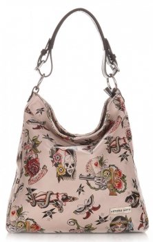 Bőr táska shopper bag Vittoria Gotti bézs V45