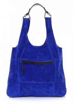 Bőr táska shopper bag Genuine Leather kék 8023