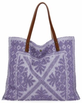 Olasz Shopper Táska Divatos Mintákkal 5887 Világoslila