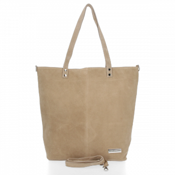 Bőr táska shopper bag Vittoria Gotti bézs VG41