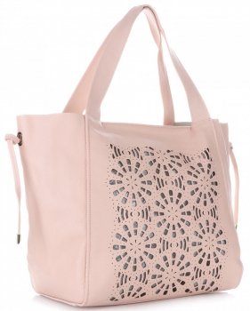 Bőr táska shopper bag Genuine Leather púderrózsaszín 5157