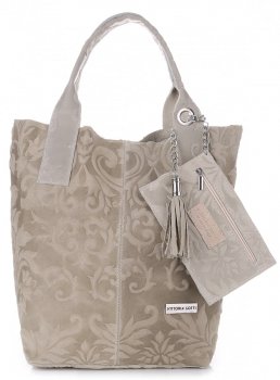 Bőr táska shopper bag Vittoria Gotti bézs V10