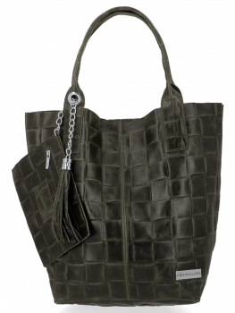 Bőr táska shopper bag Vittoria Gotti zöld B22