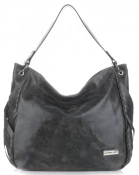 Bőr táska shopper bag Vittoria Gotti sötétszürke V8818