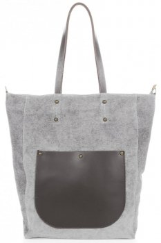 Bőr táska univerzális Genuine Leather világosszürke 808036