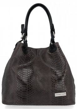 Bőr táska shopper bag Vittoria Gotti csokoládé V2L