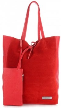 Bőr táska shopper bag Vittoria Gotti piros V602