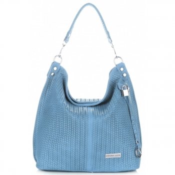 Bőr táska shopper bag Vittoria Gotti égszínkék V80051