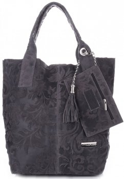 Bőr táska shopper bag Vittoria Gotti grafit V10