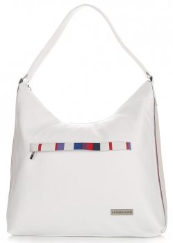Bőr táska shopper bag Vittoria Gotti fehér V75