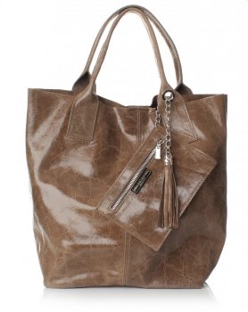 Bőr táska shopper bag Genuine Leather földszínű 788