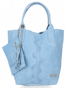 Bőr táska shopper bag Vittoria Gotti égszínkék B23