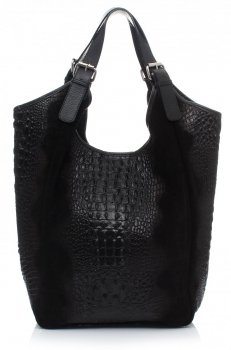 Bőr táska shopper bag Vera Pelle fekete 9551